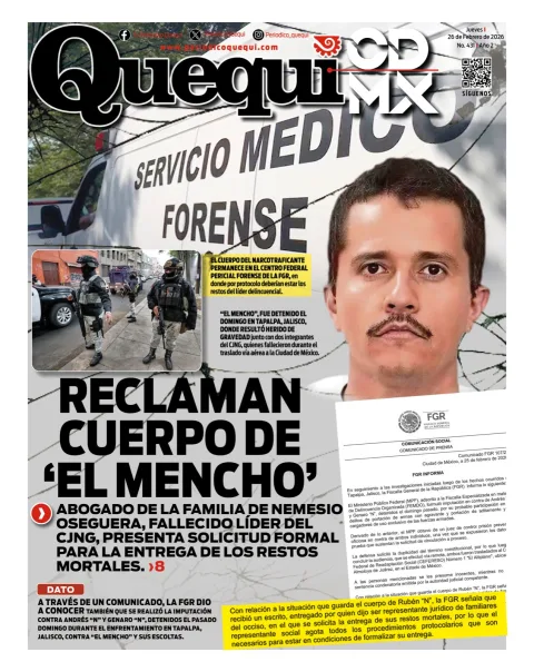 Portada de Quequi CDMX del jueves, 26 de febrero de 2026