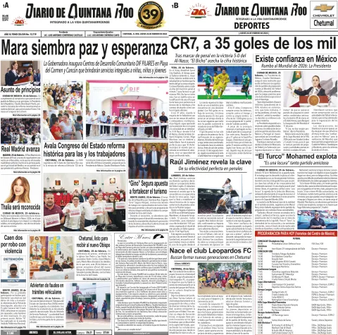 Portada de Diario de Quintana Roo (portada)