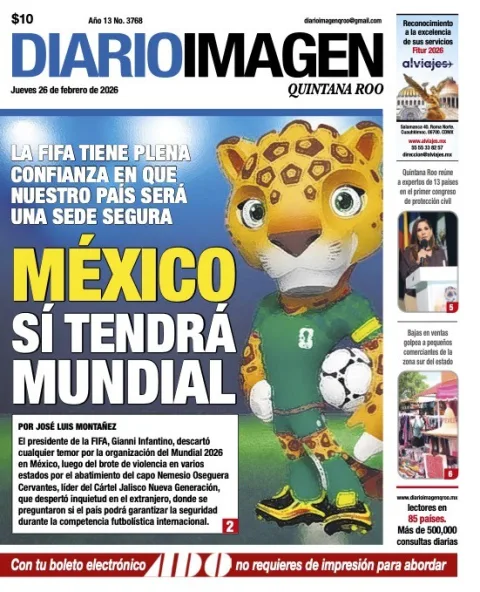 Portada de Diario Imagen Quintana Roo del jueves, 26 de febrero de 2026