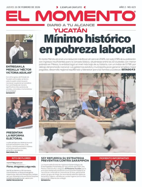 Portada de El Momento Yucatan del jueves, 26 de febrero de 2026