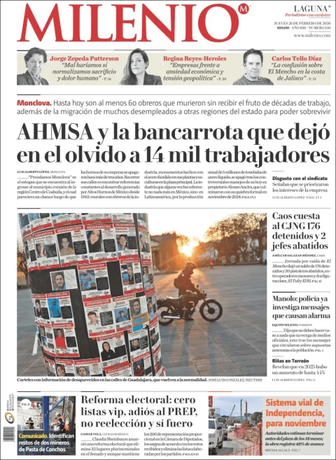 Portada de Milenio Laguna del jueves, 26 de febrero de 2026