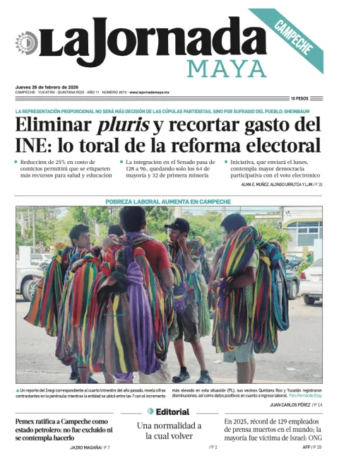 Portada de La Jornada Maya Campeche del jueves, 26 de febrero de 2026