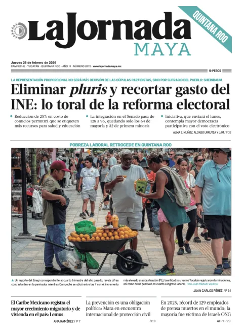 Portada de La Jornada Maya Quintana Roo del jueves, 26 de febrero de 2026