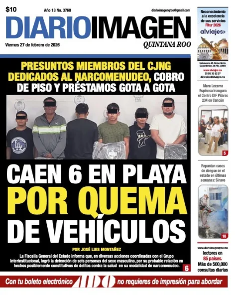 Portada de Diario Imagen Quintana Roo del viernes, 27 de febrero de 2026