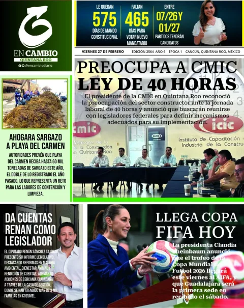 Portada de En Cambio - Quintana Roo (contraportada) del viernes, 27 de febrero de 2026
