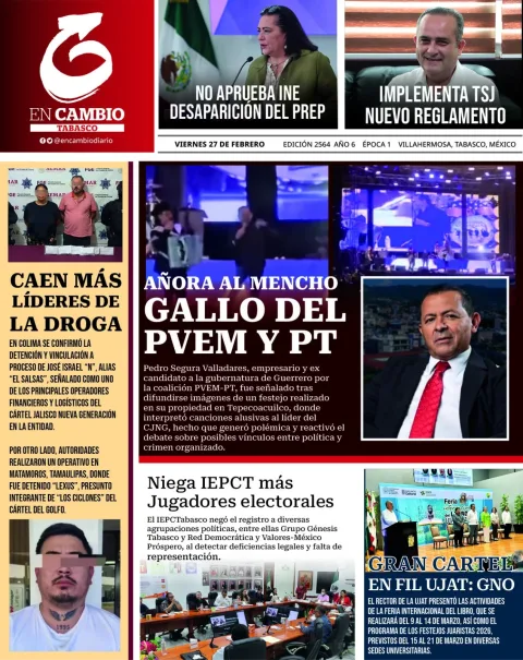 Portada de En Cambio - Tabasco (contraportada) del viernes, 27 de febrero de 2026