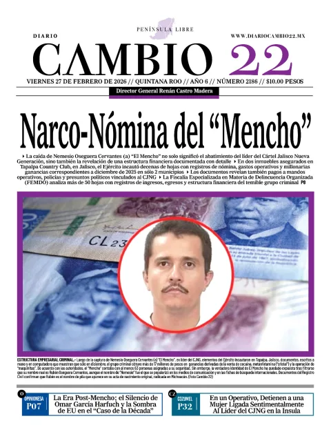 Portada de Diario Cambio 22 (portada) del viernes, 27 de febrero de 2026