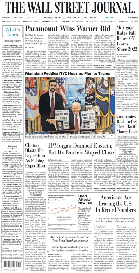 Portada de The Wall Street Journal