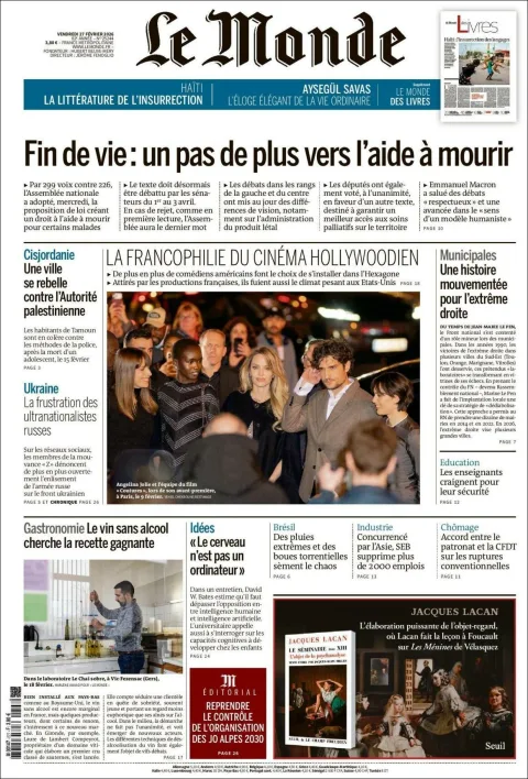 Portada de Le Monde del 2026-02-27