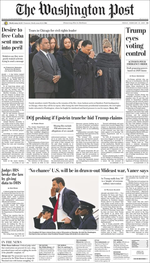 Portada de The Washington Post