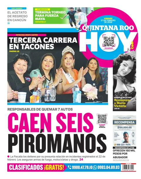 Portada de Quintana Roo Hoy (contraportada)