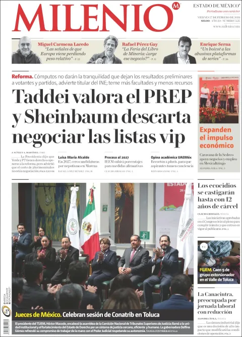 Portada de Milenio Edo de Mexico del viernes, 27 de febrero de 2026