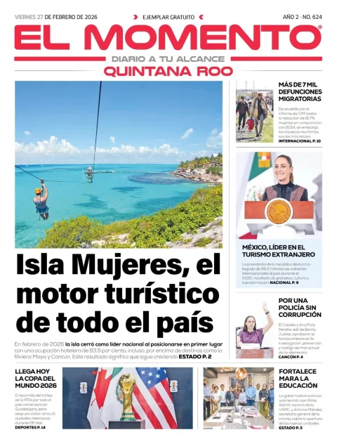 Portada de El Momento Quintana Roo del viernes, 27 de febrero de 2026
