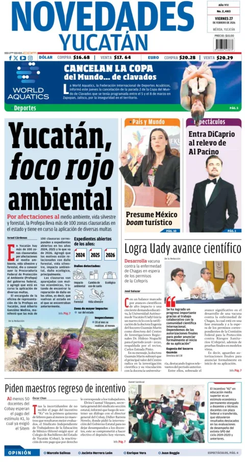 Portada de Novedades Yucatan