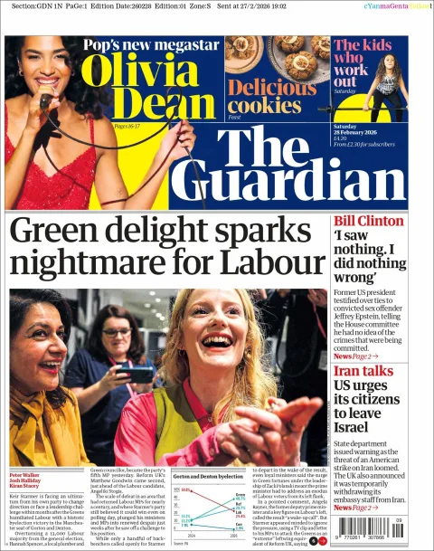 Portada de The Guardian (reino Unido)
