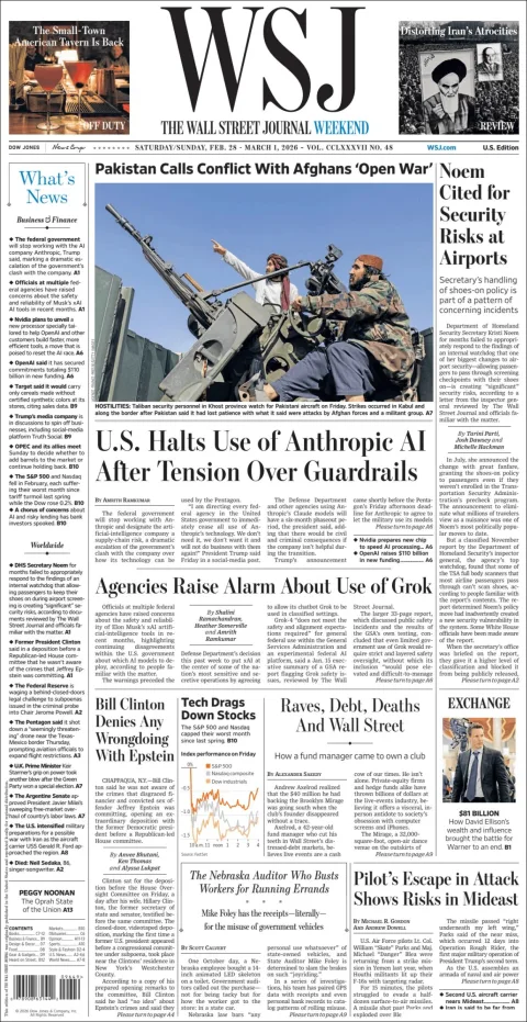 Portada de The Wall Street Journal