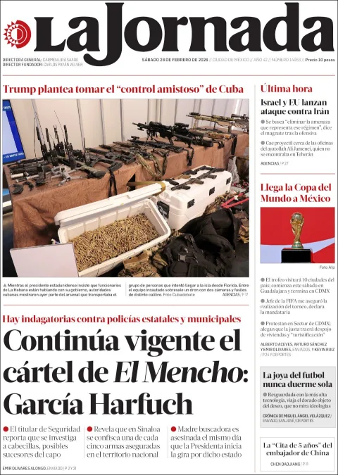 Portada de La Jornada del sábado, 28 de febrero de 2026