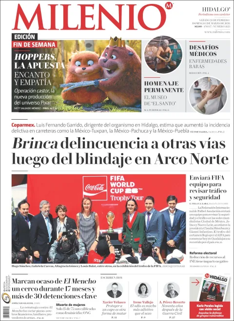 Portada de Milenio Hidalgo del sábado, 28 de febrero de 2026
