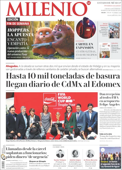 Portada de Milenio Edo de Mexico del sábado, 28 de febrero de 2026