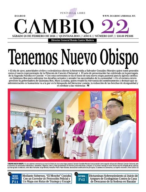 Portada de Diario Cambio 22 (contraportada) del sábado, 28 de febrero de 2026