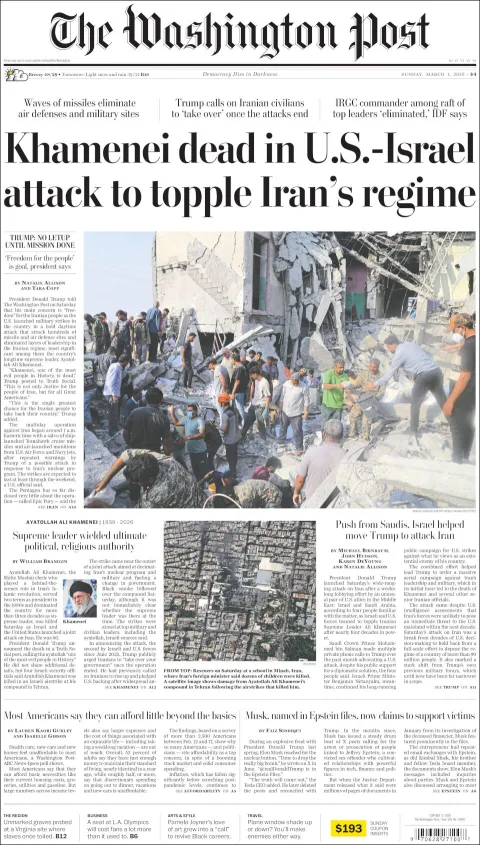 Portada de The Washington Post