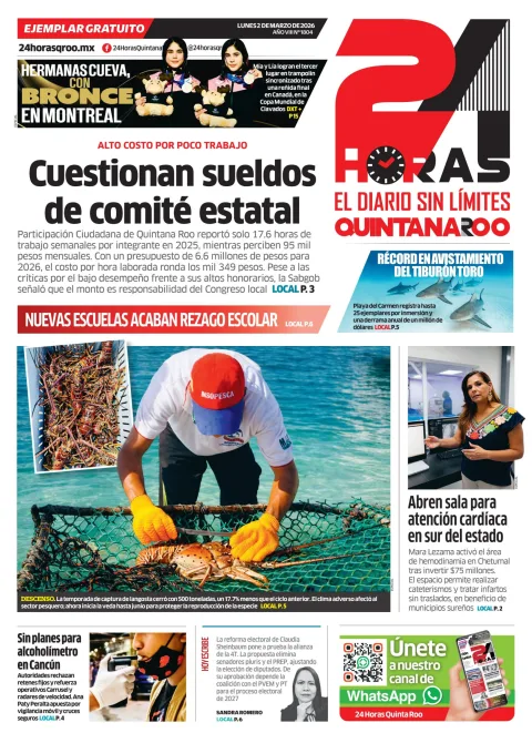 Portada de 24 Horas Quintana Roo
