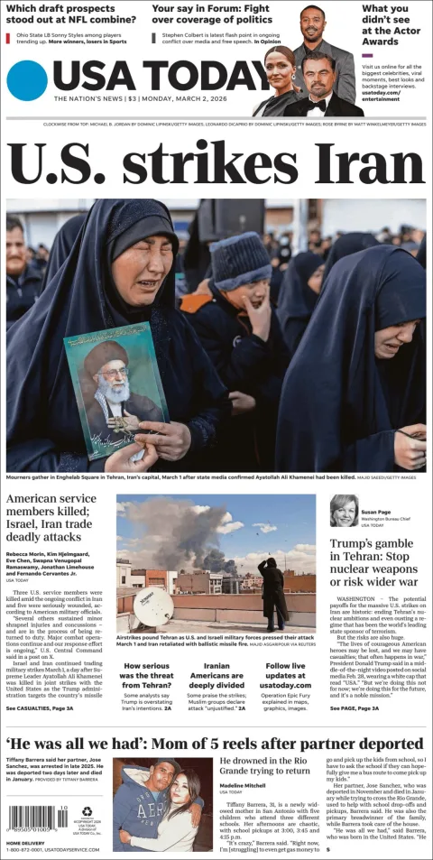Portada de Usa Today