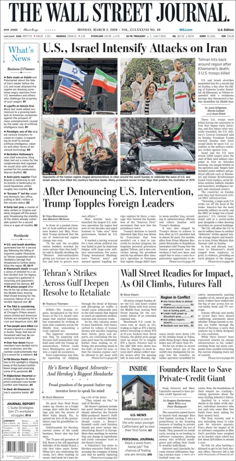 Portada de The Wall Street Journal
