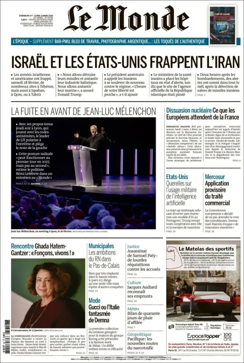 Portada de Le Monde del lunes, 2 de marzo de 2026