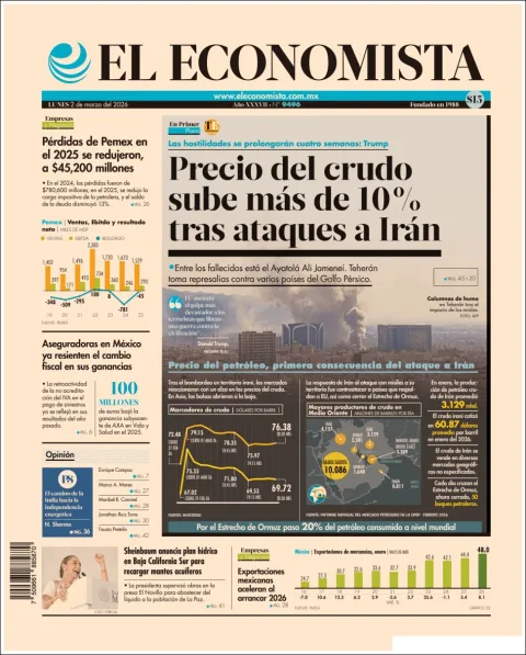 Portada de El Economista del lunes, 2 de marzo de 2026