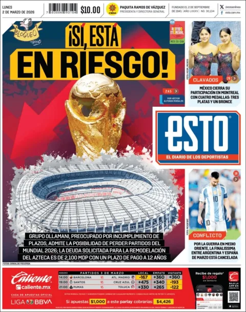 Portada de Esto del lunes, 2 de marzo de 2026