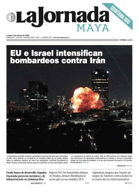 Portada de La Jornada Maya Quintana Roo del lunes, 2 de marzo de 2026