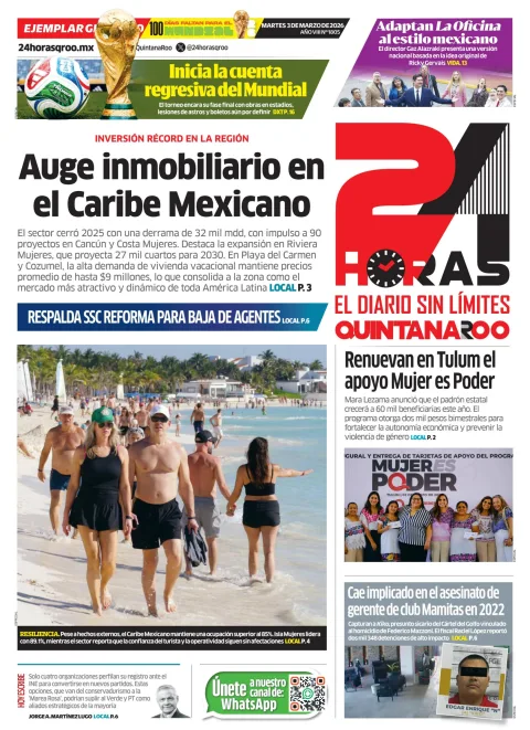 Portada de 24 Horas Quintana Roo