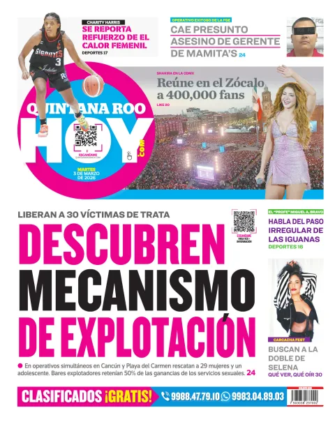 Portada de Quintana Roo Hoy (contraportada)