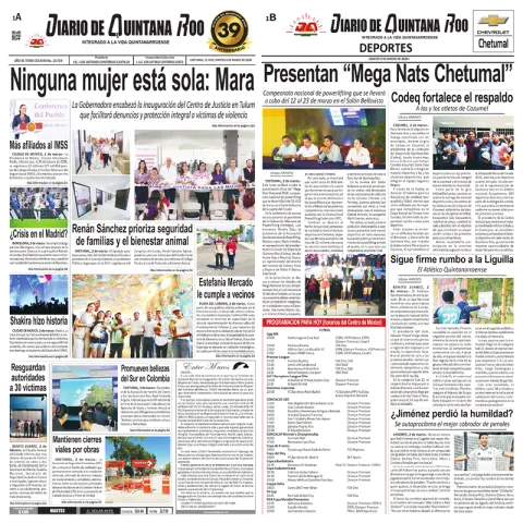 Portada de Diario de Quintana Roo (portada) del martes, 3 de marzo de 2026