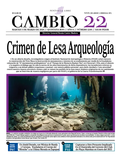 Portada de Diario Cambio 22 (portada) del martes, 3 de marzo de 2026