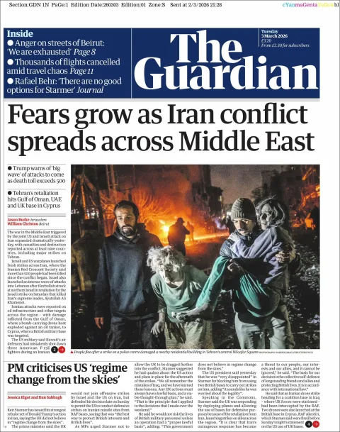 Portada de The Guardian (reino Unido)