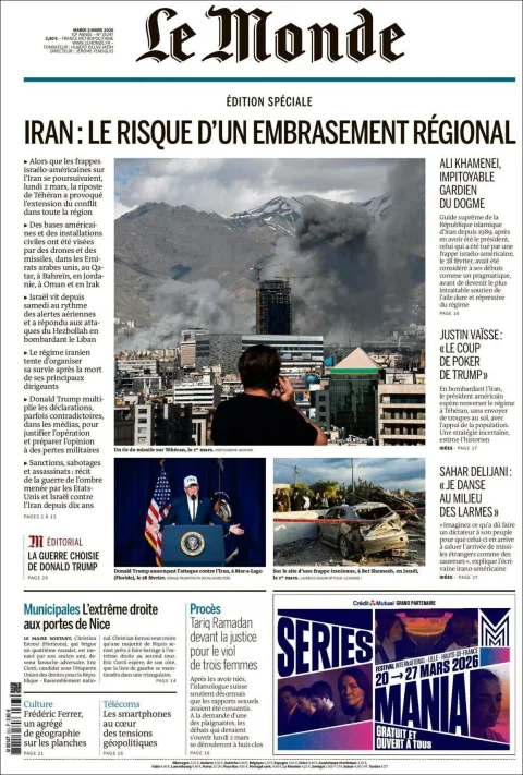 Portada de Le Monde del martes, 3 de marzo de 2026
