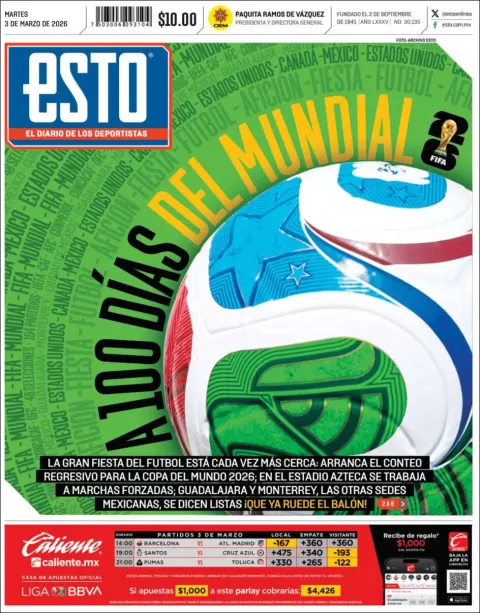 Portada de Esto del martes, 3 de marzo de 2026