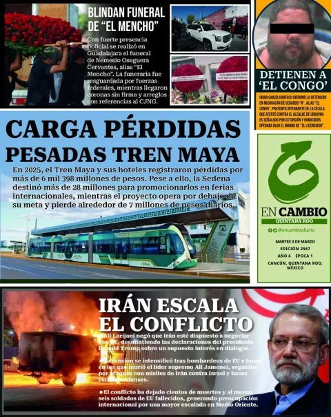 Portada de En Cambio - Quintana Roo (portada) del martes, 3 de marzo de 2026