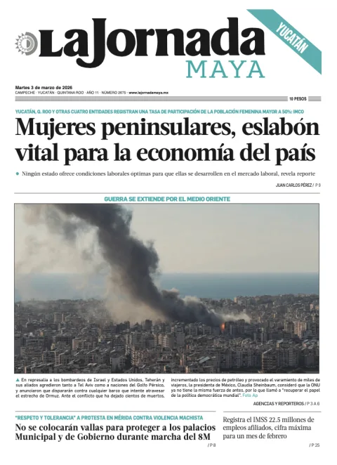 Portada de La Jornada Maya Yucatán del martes, 3 de marzo de 2026