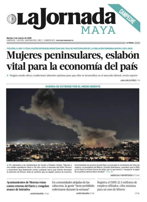Portada de La Jornada Maya Campeche del martes, 3 de marzo de 2026