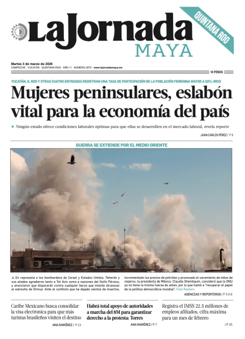 Portada de La Jornada Maya Quintana Roo del martes, 3 de marzo de 2026