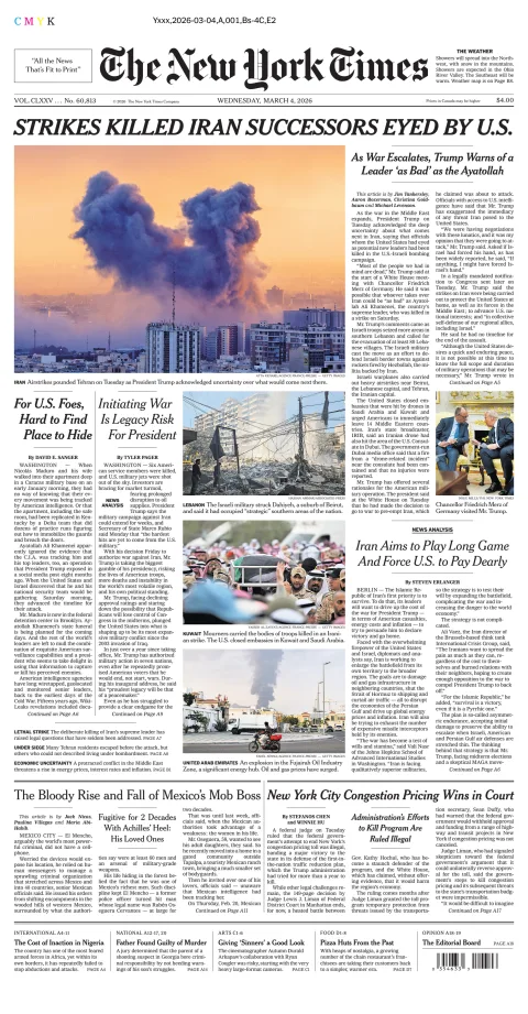 Portada de The New York Times (national) del miércoles, 4 de marzo de 2026