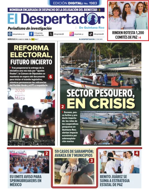 Portada de El Despertador de Quintana Roo del miércoles, 4 de marzo de 2026