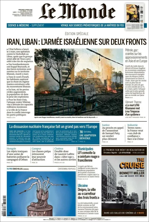 Portada de Le Monde del miércoles, 4 de marzo de 2026