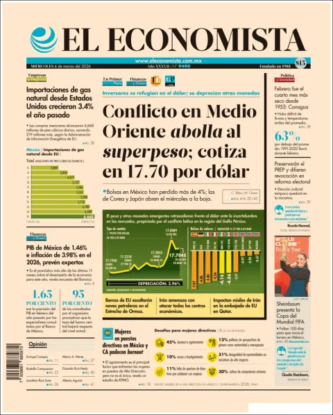 Portada de El Economista del miércoles, 4 de marzo de 2026