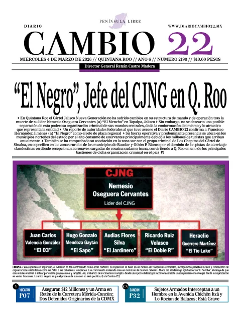 Portada de Diario Cambio 22 (portada) del miércoles, 4 de marzo de 2026