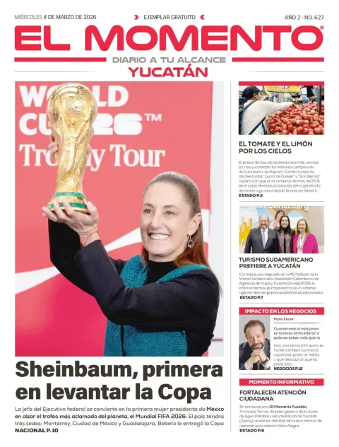 Portada de El Momento Yucatan del miércoles, 4 de marzo de 2026