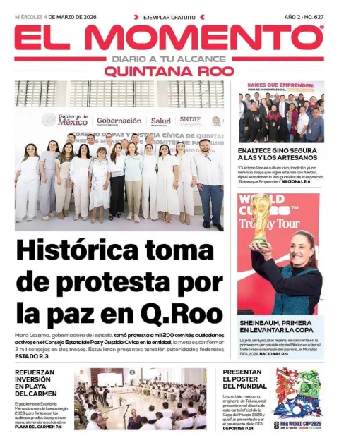 Portada de El Momento Quintana Roo del miércoles, 4 de marzo de 2026
